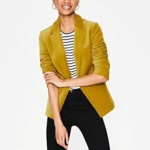 BODEN Velvet Longline Blazer Hot Mustard size US 8 Regular